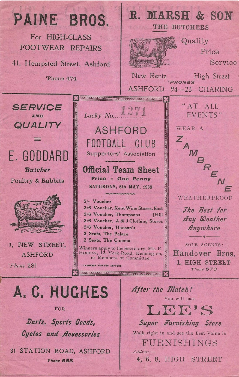 Home Programme 1938/39